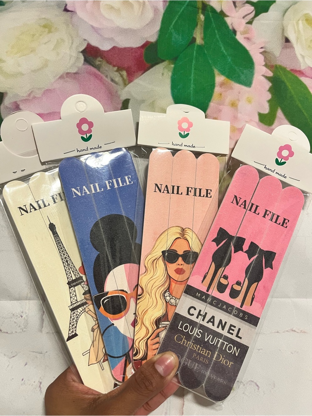 Hand Made Pink Fashion Nail Files - Assorted Designer Prints